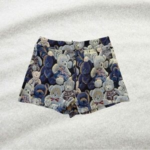 Blue Bear Jacquard Print High-Rise Shorts Size Small NWOT